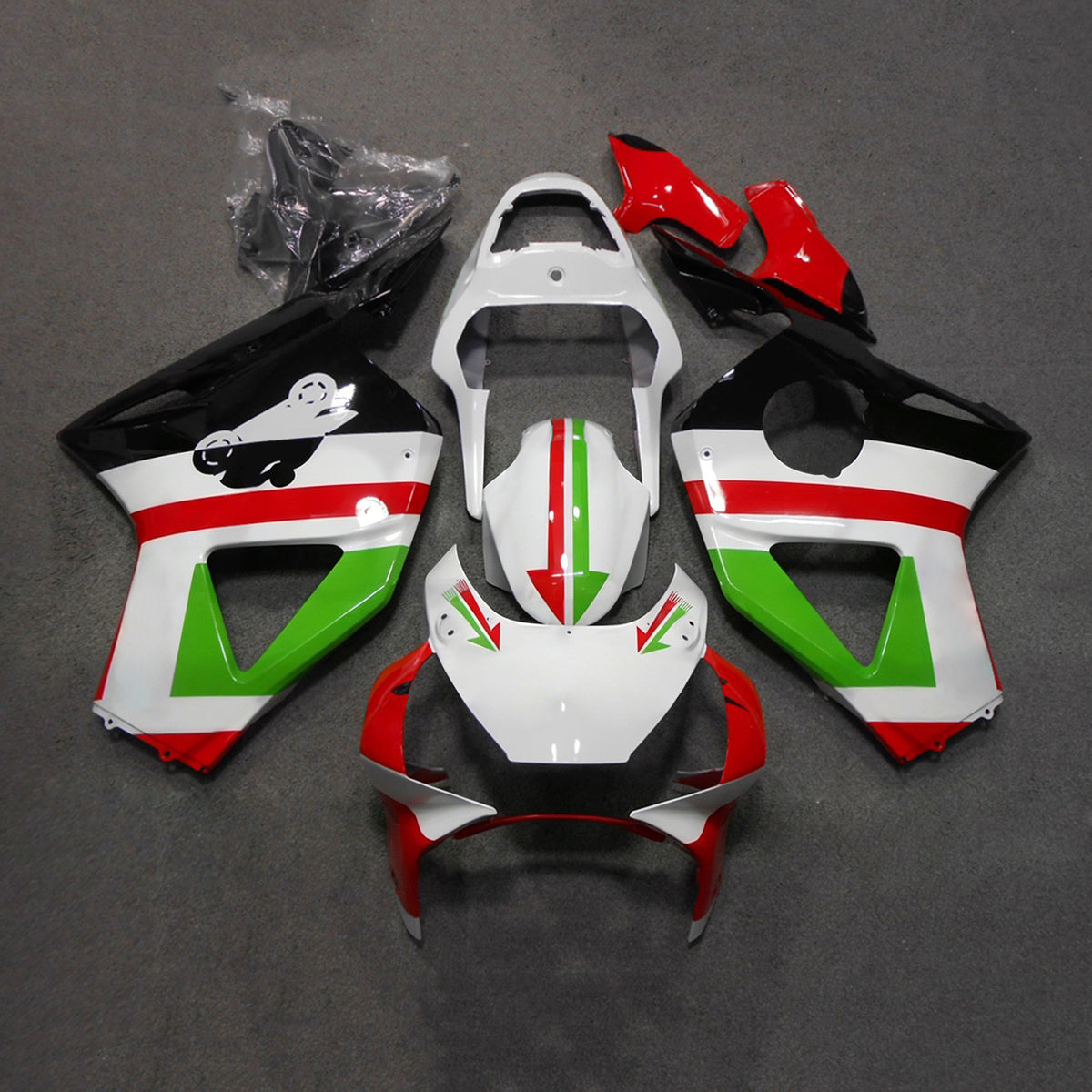 Amotopart 2002-2003 Honda CBR954 White Red Green Fairing Kit
