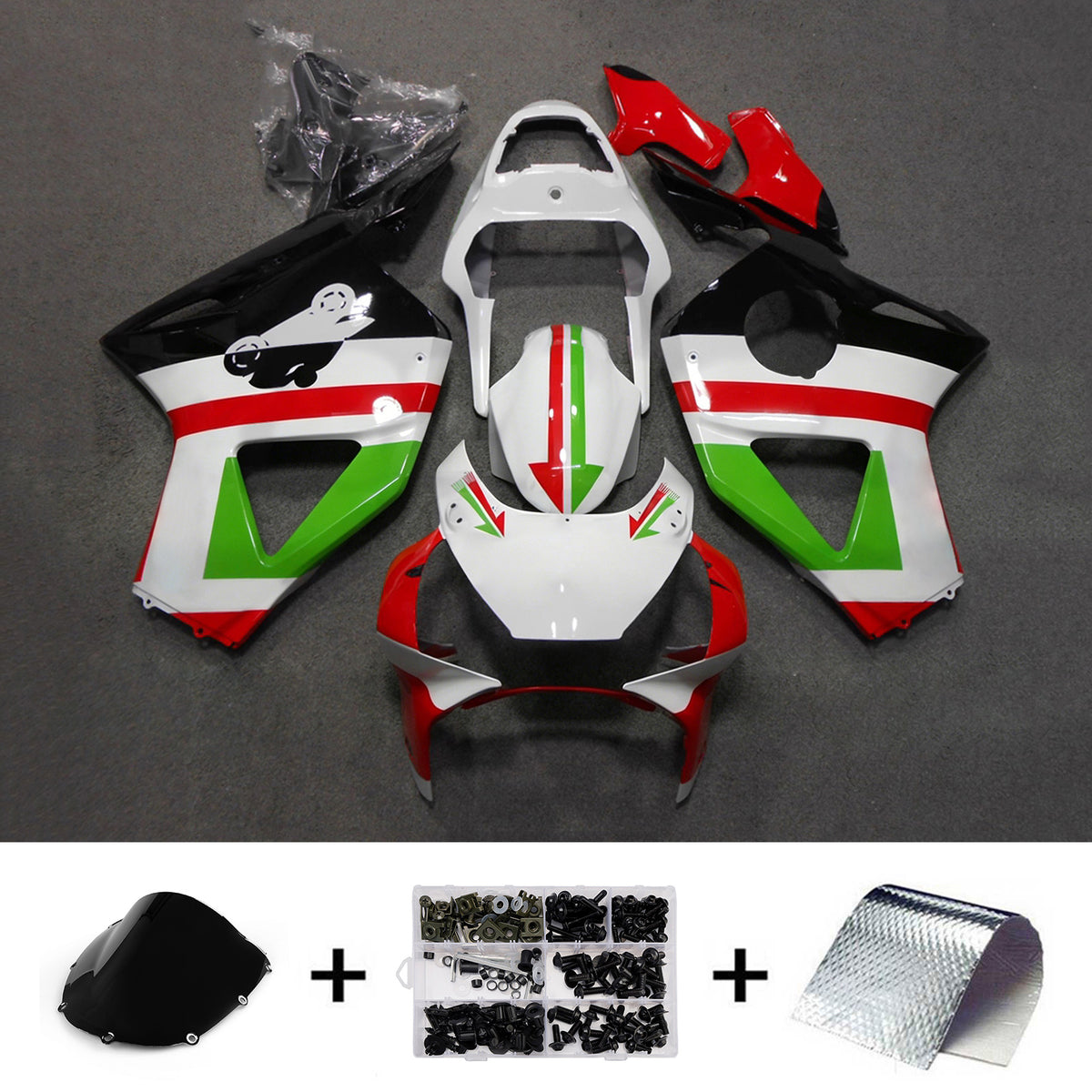 Amotopart 2002-2003 Honda CBR954 White Red Green Fairing Kit