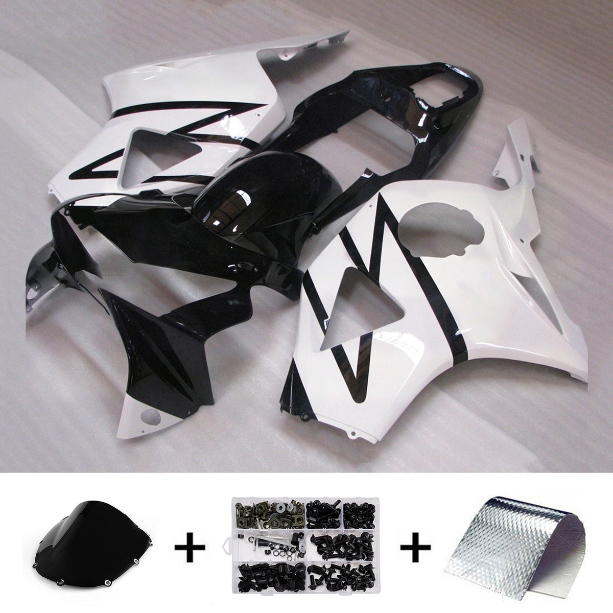 Amotopart 2002-2003 Honda CBR954 White Black Fairing Kit