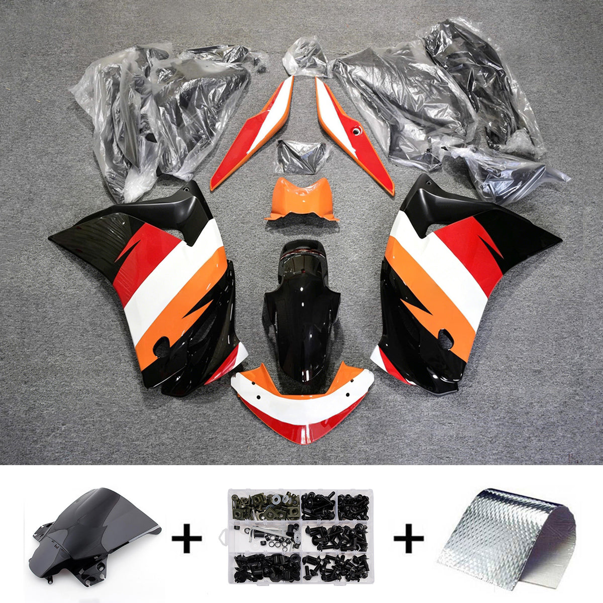 Amotopart 2011-2015 Honda CBR250R Kit de carénage noir blanc orange rouge