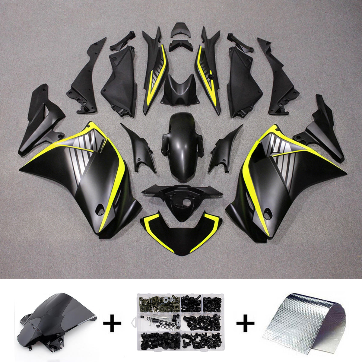 Amotopart 2011–2015 Honda CBR250R schwarzes Verkleidungsset