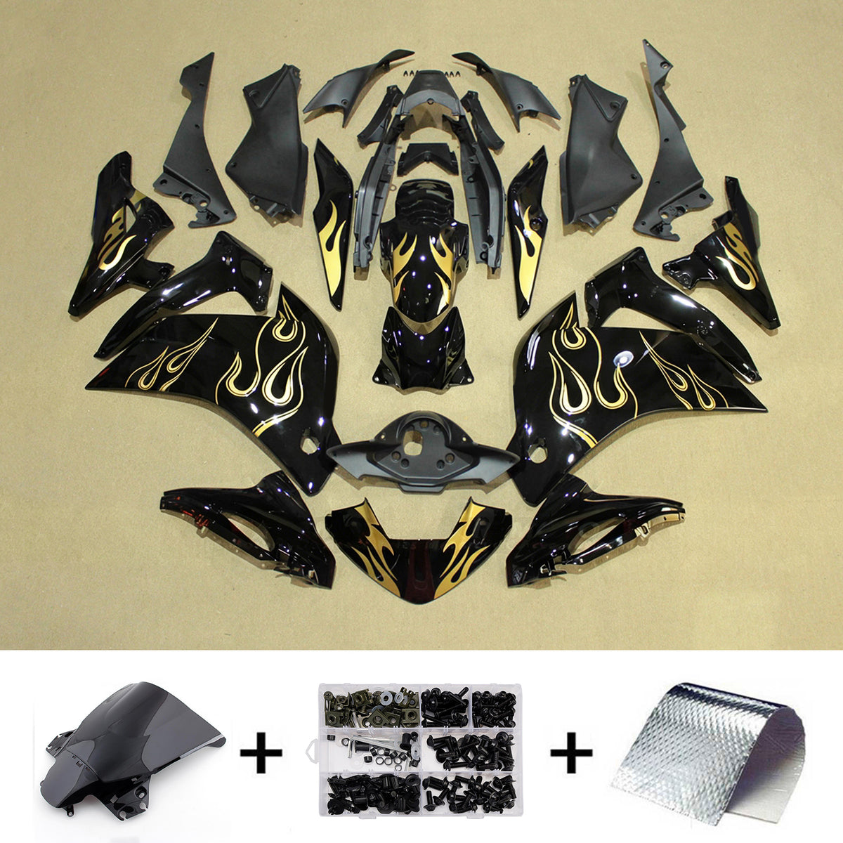 Zestaw owiewek Amotopart 2011-2015 do Hondy CBR250R w kolorze czarnym