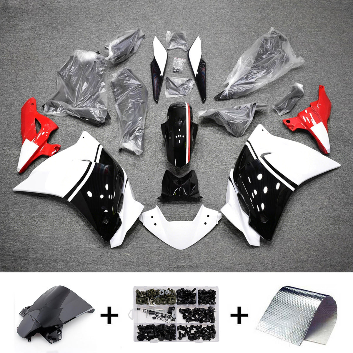 Amotopart 2011-2015 Honda CBR250R White Black Red Fairing Kit