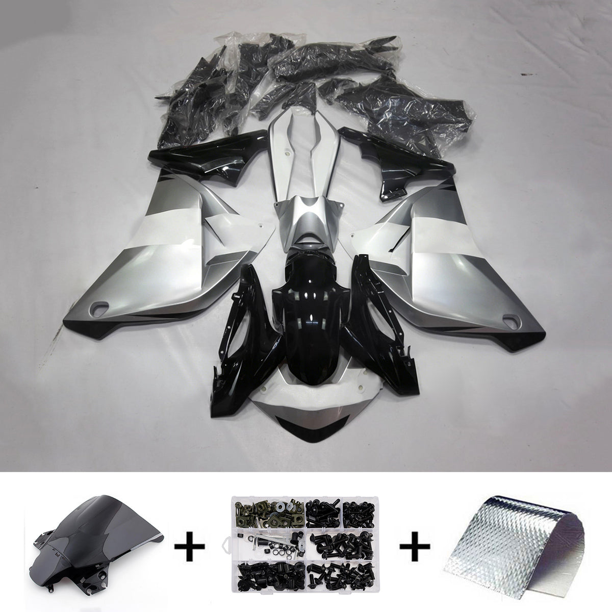 Amotopart 2011-2015 Honda CBR250R Black Silver White Fairing Kit