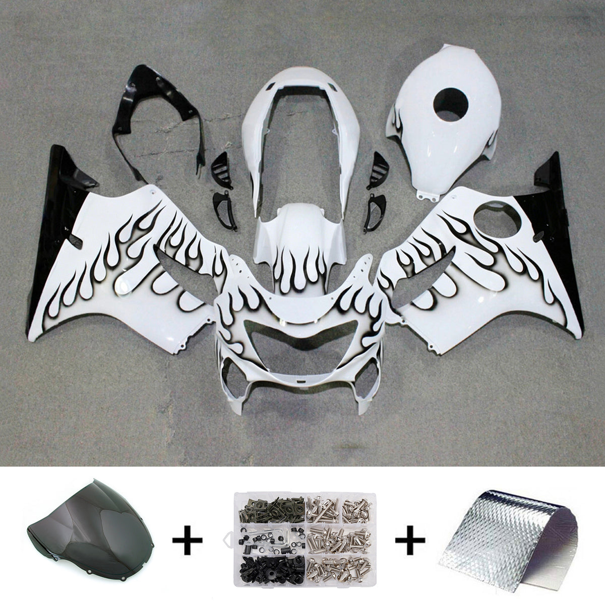 Amotopart 1999-2000 Honda CBR600 F4 White Black Fairing Kit