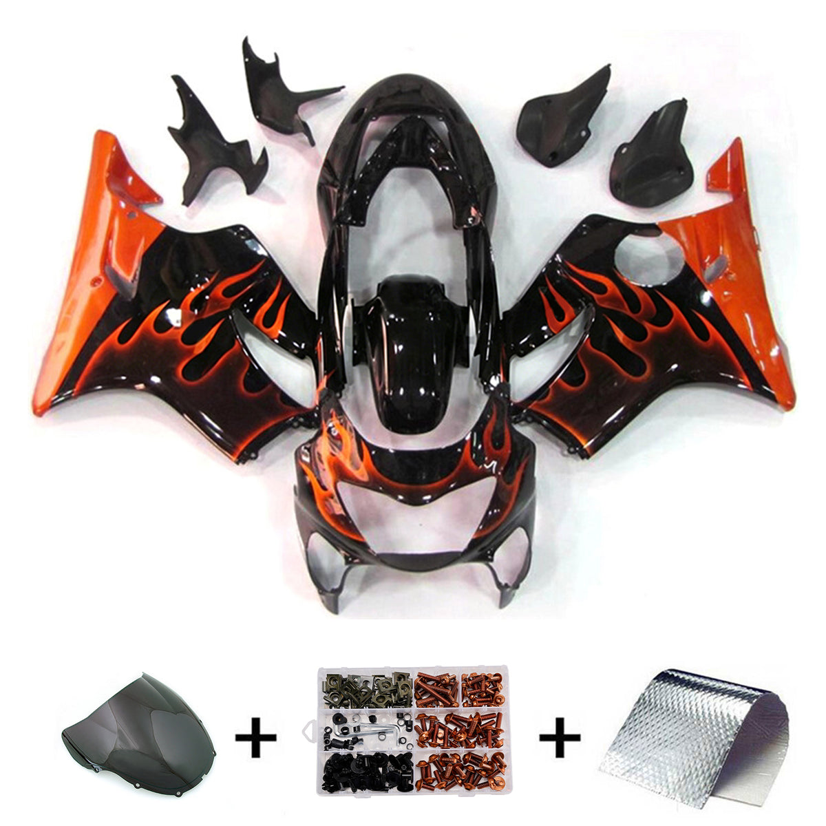 Amotopart 1999-2000 Honda CBR600 F4 Black Orange Fairing Kit