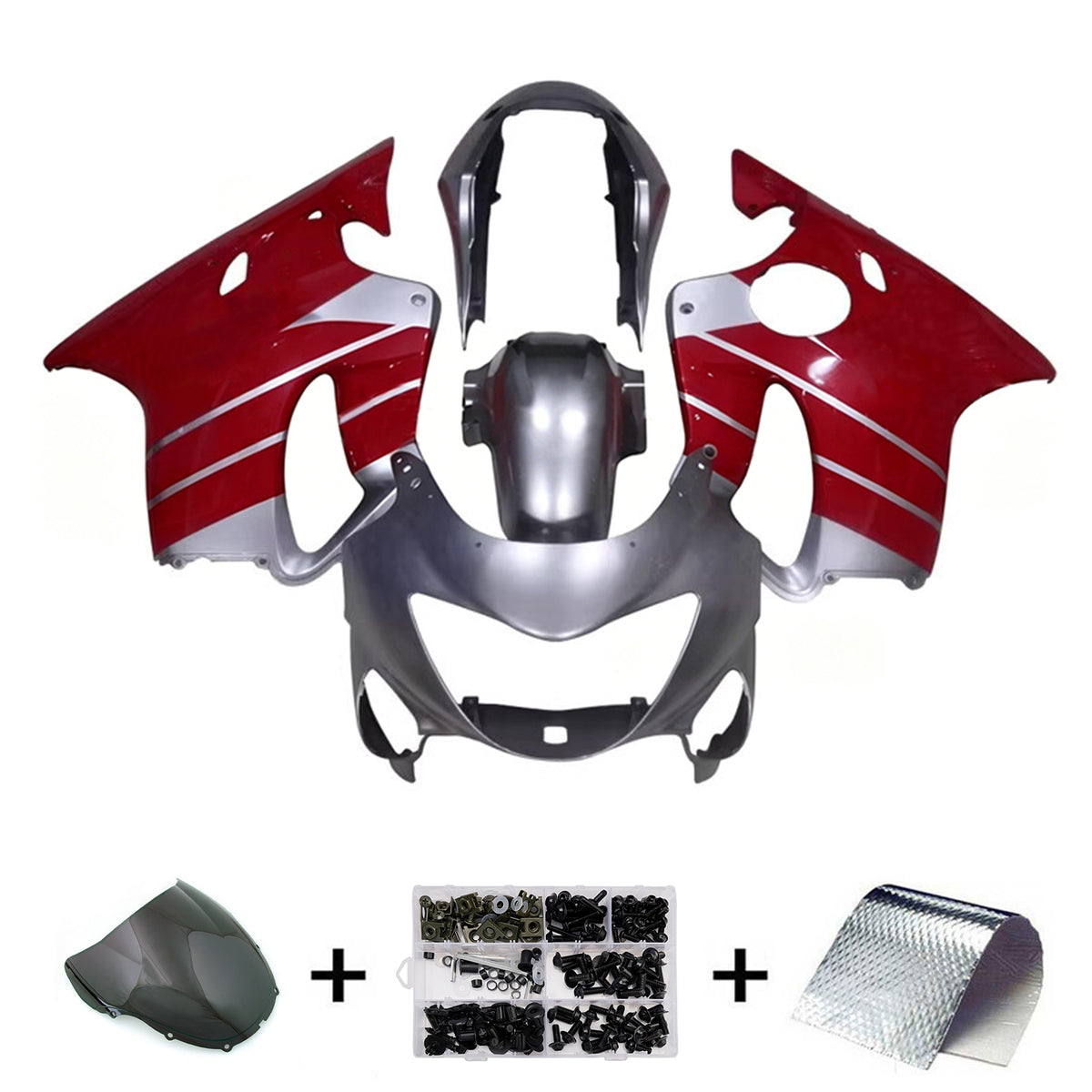 Zestaw owiewek Amotopart 1999-2000 Honda CBR600 F4 w kolorze czerwono-srebrnym