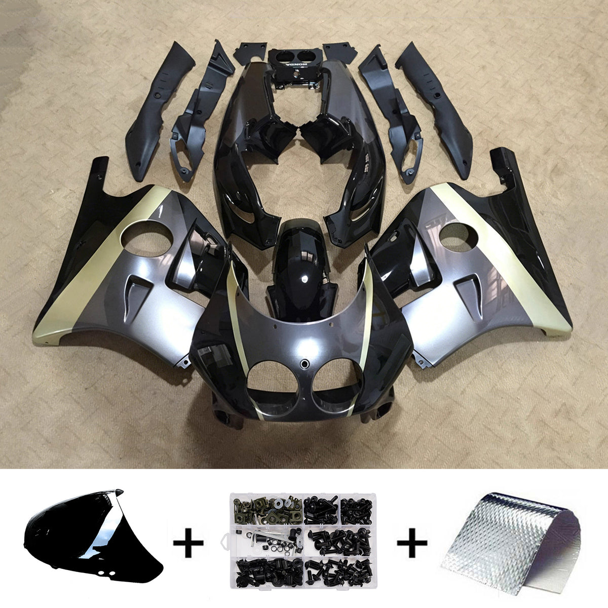 Amotopart 1990-1998 Honda CBR250RR MC22 Black Fairing Kit