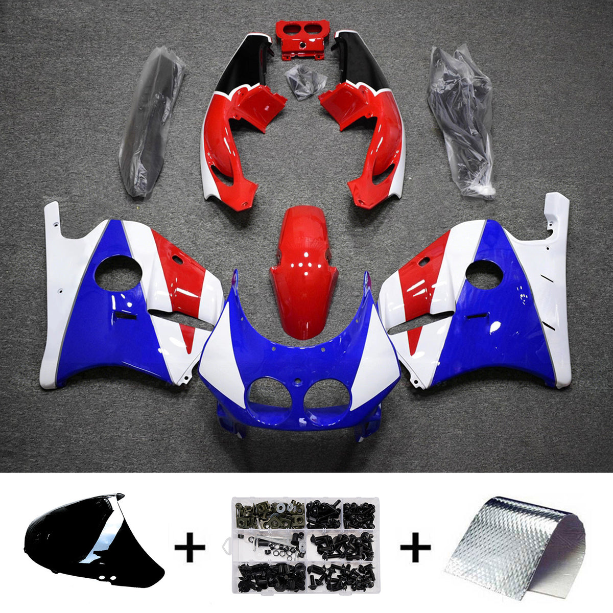 Amotopart 1990-1998 Honda CBR250RR MC22 Red Blue White Fairing Kit