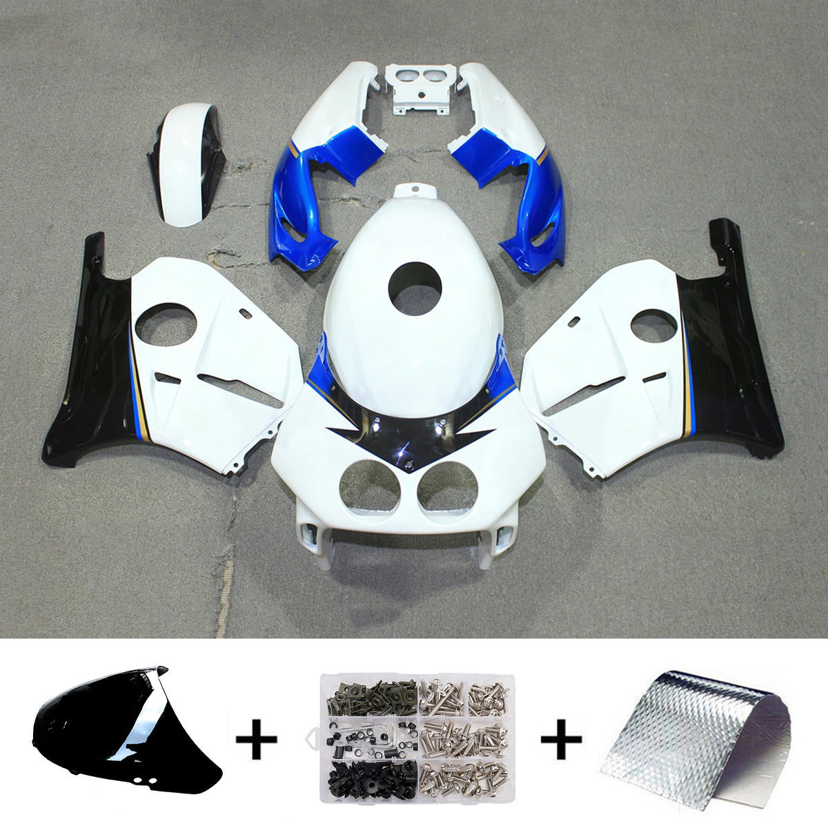 Amotopart 1990-1998 Honda CBR250RR MC22 wit blauw zwart kuipset