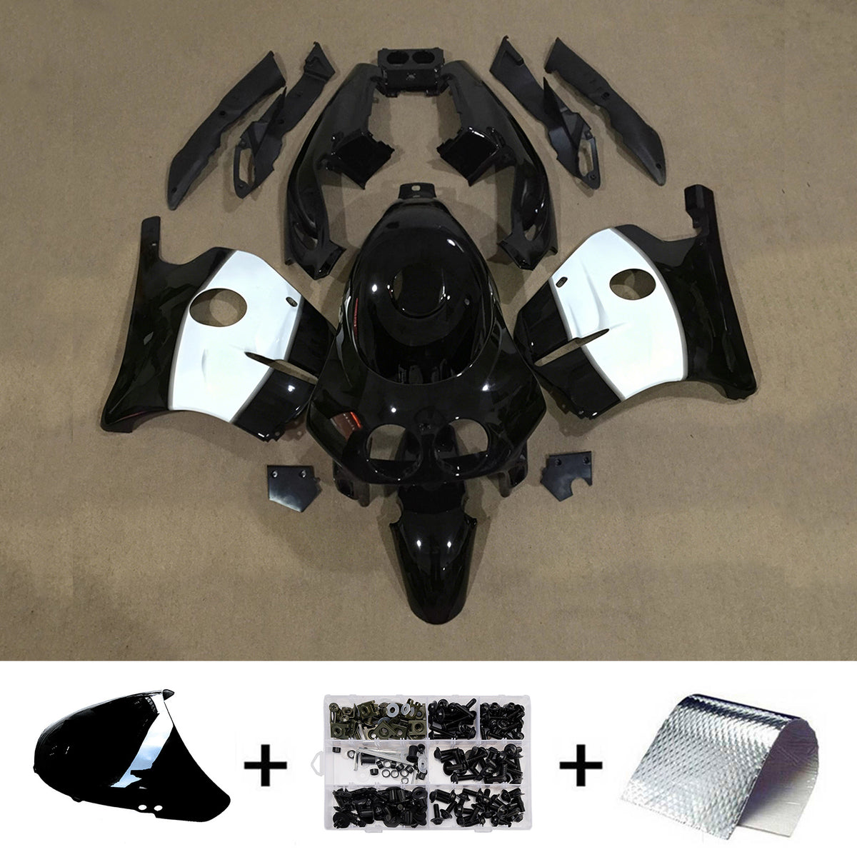 Amotopart 1990-1998 Honda CBR250RR MC22 Black White Fairing Kit