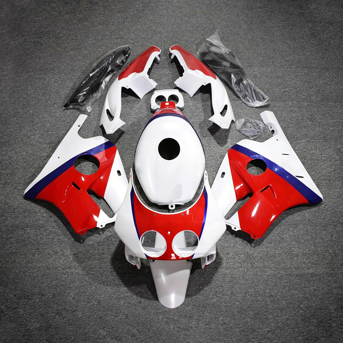 Amotopart 1990-1998 Honda CBR250RR MC22 White Red Fairing Kit
