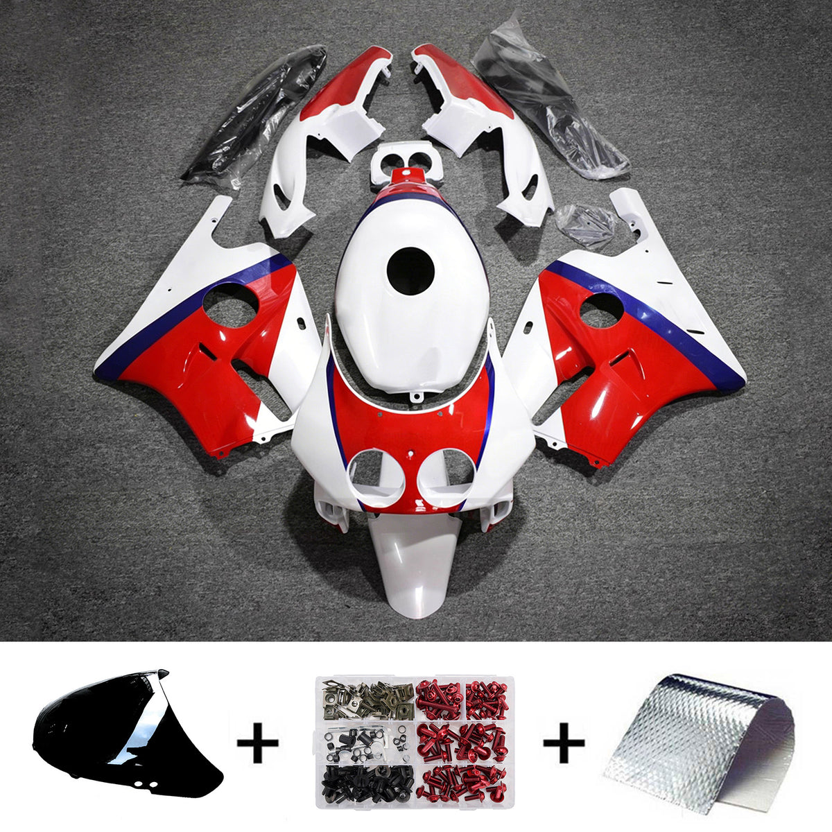 Amotopart 1990-1998 Honda CBR250RR MC22 White Red Fairing Kit