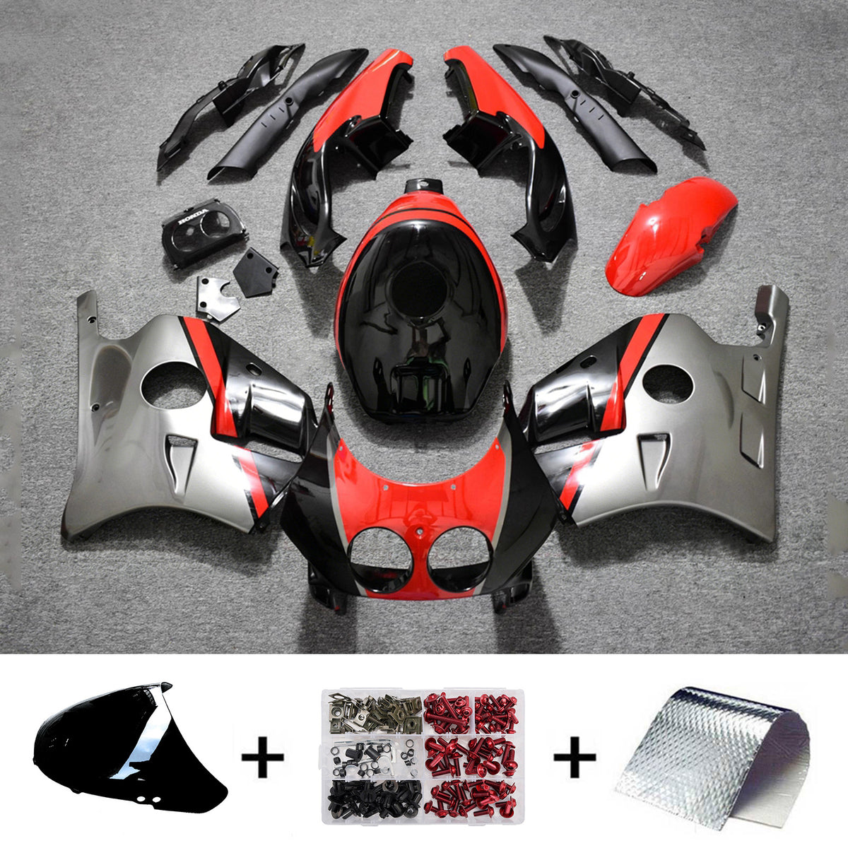 Amotopart 1990-1998 Honda CBR250RR MC22 Orange Black Silver Fairing Kit