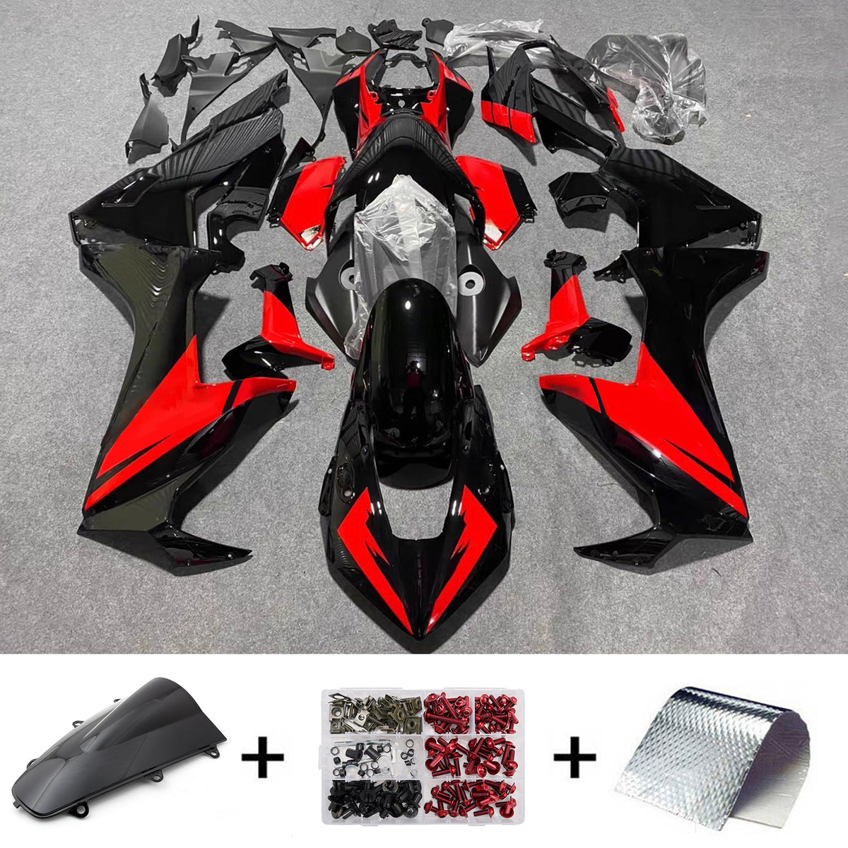 Amotopart 2017-2025 Honda CBR1000RR zwartrode kuipset