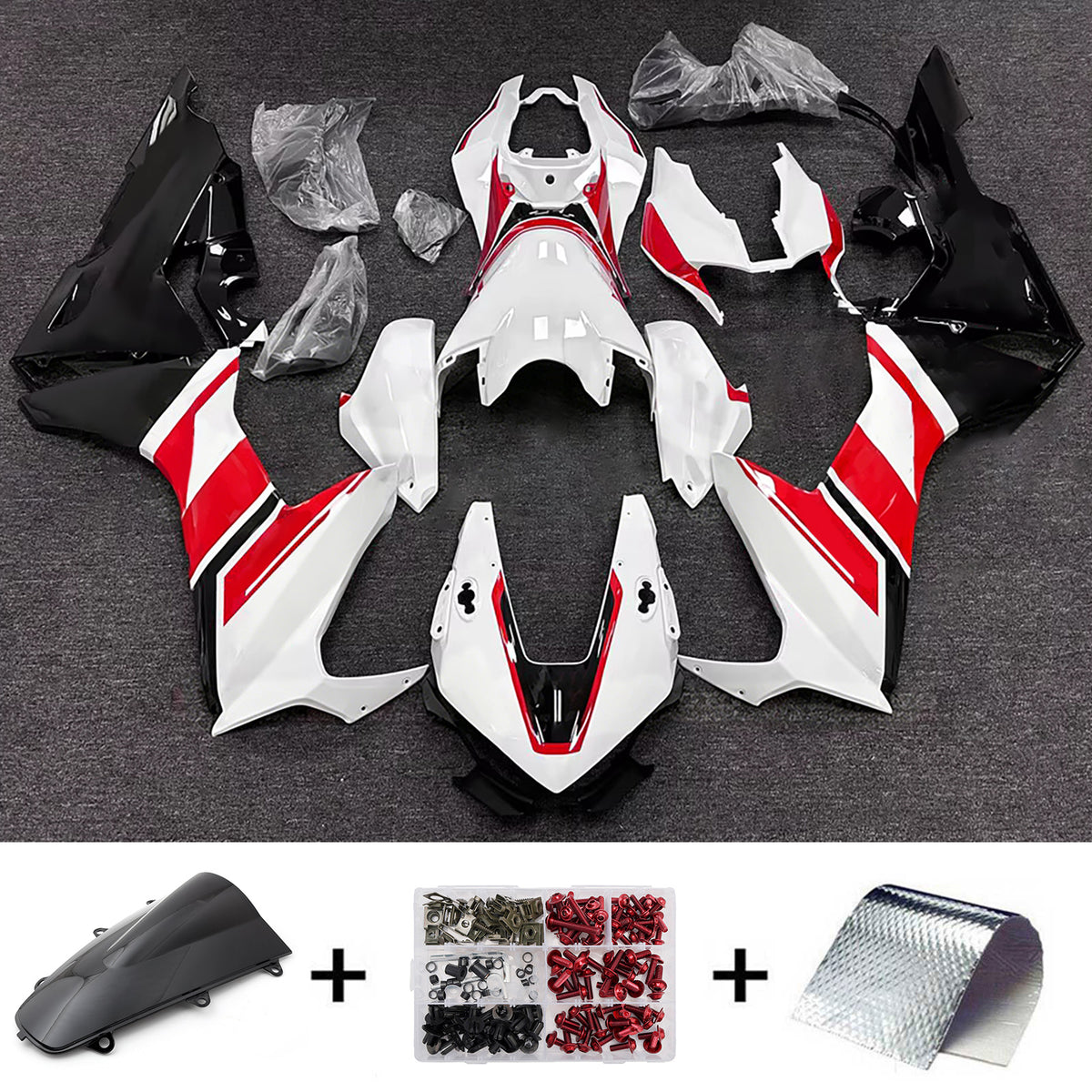 Amotopart 2017-2025 Honda CBR1000RR White Red Fairing Kit