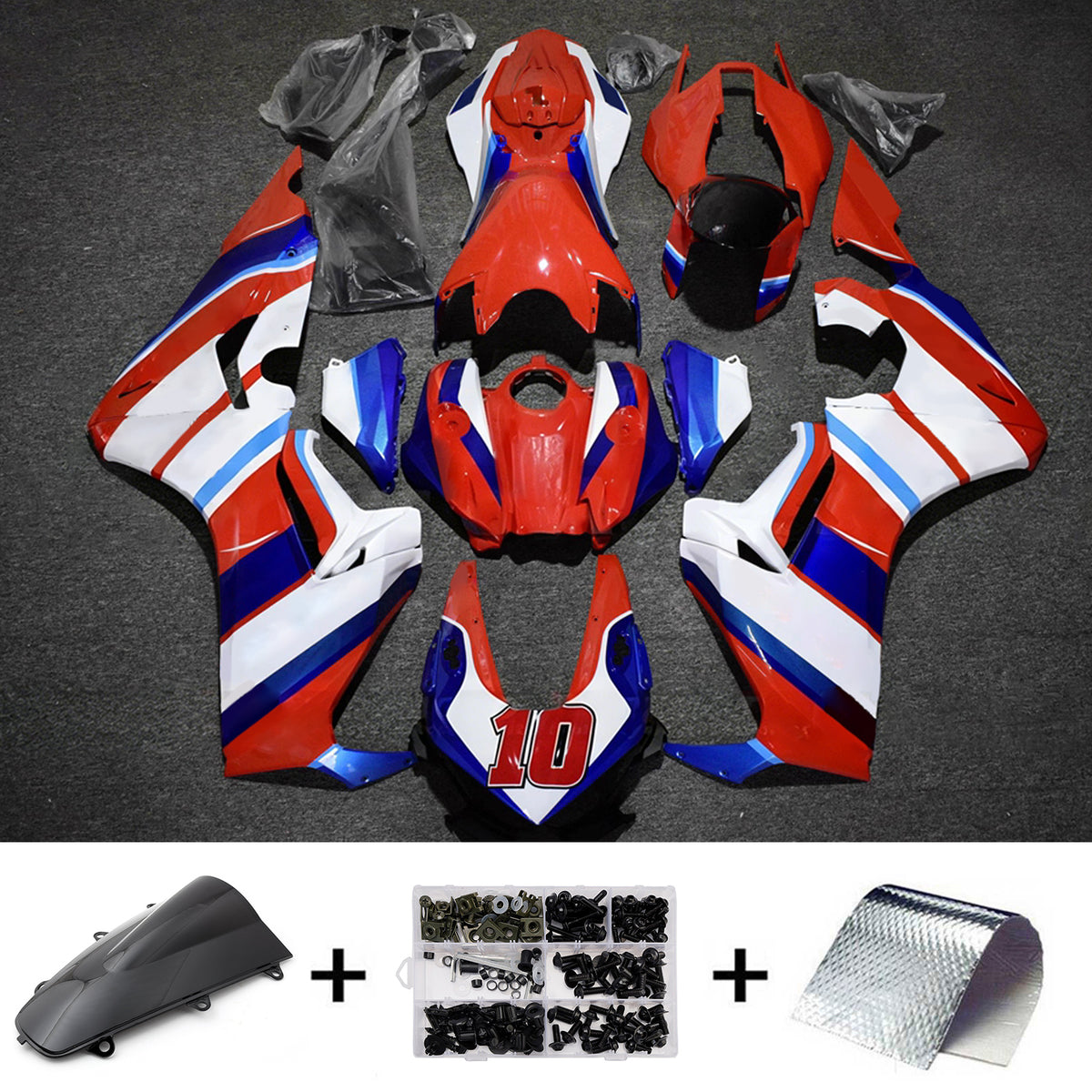 Amotopart 2017-2025 Honda CBR1000RR White Red Blue Fairing Kit