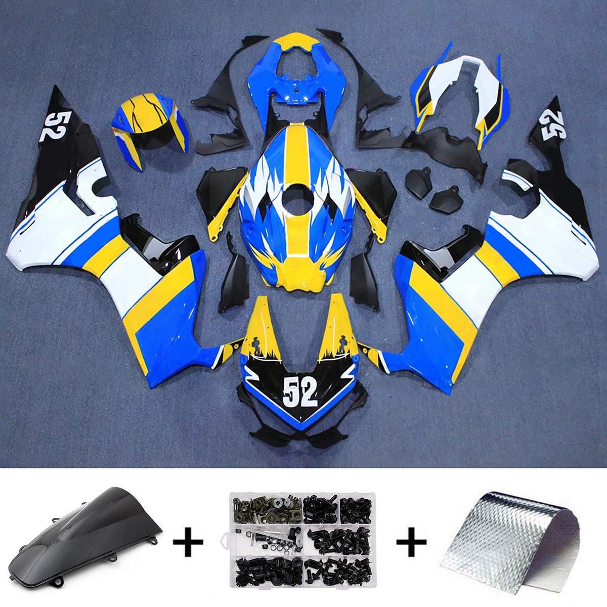 Amotopart 2017-2025 Honda CBR1000RR Blue Yellow White Fairing Kit
