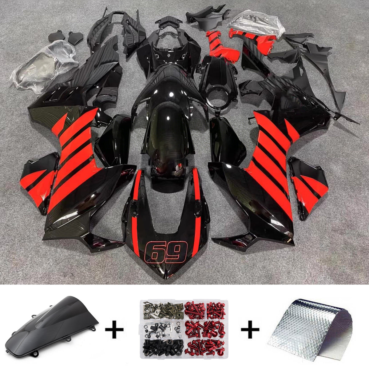 Amotopart 2017-2025 Honda CBR1000RR Black Red Fairing Kit