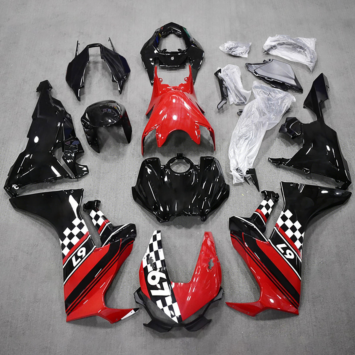 Amotopart 2017-2025 Honda CBR1000RR Black Red Fairing Kit