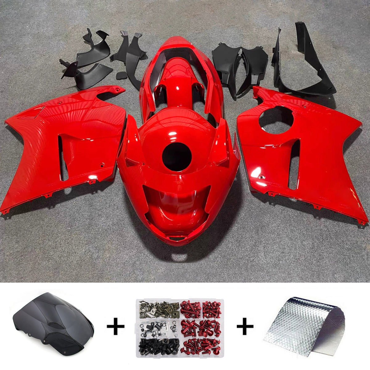 Amotopart 1996-2007 Honda CBR1100XX SuperBlackBird Red Black Fairing Kit