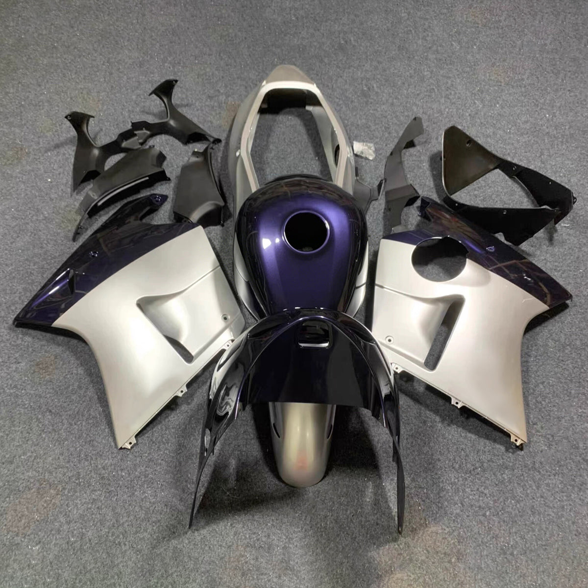 Amotopart 1996-2007 Honda CBR1100XX SuperBlackBird Gray Black White Fairing Kit