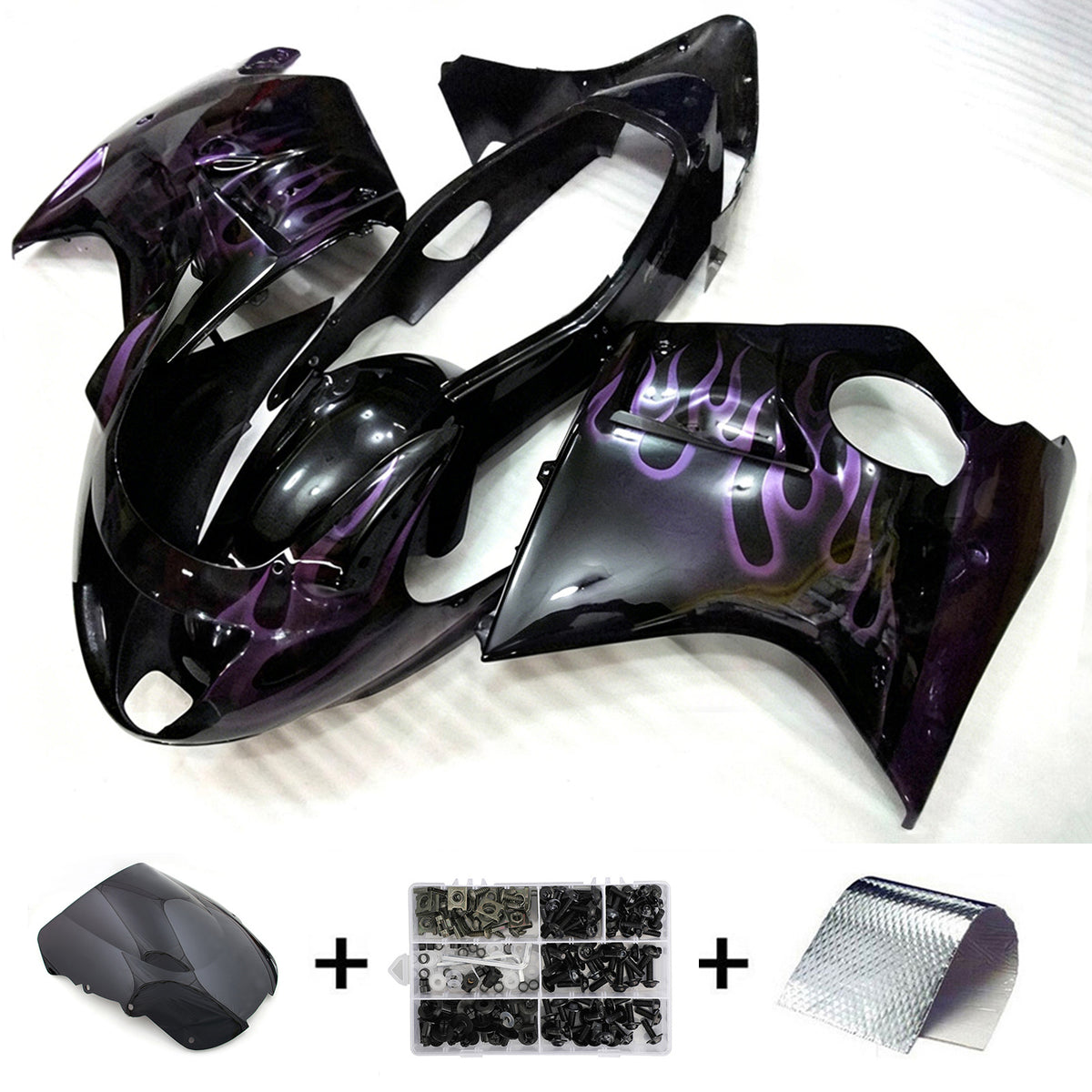 Amotopart 1996-2007 Honda CBR1100XX SuperBlackBird Grey Black Fairing Kit