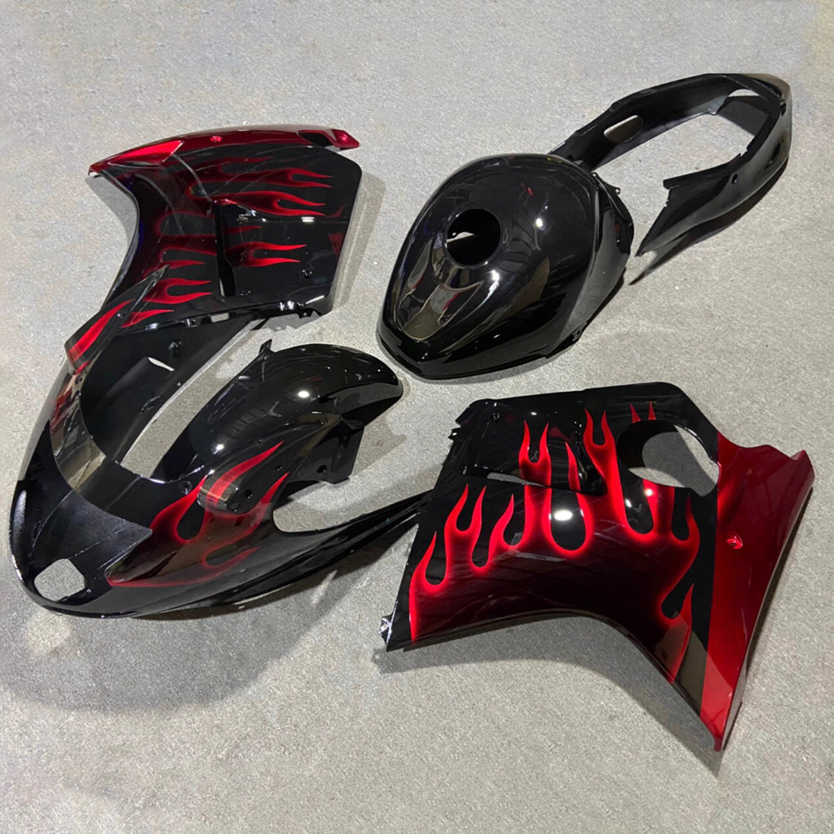 Amotopart 1996-2007 Honda CBR1100XX SuperBlackBird Red Black Fairing Kit