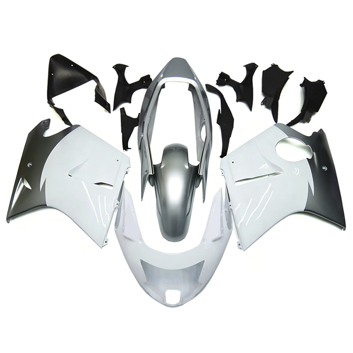 Amotopart 1996-2007 Honda CBR1100XX SuperBlackBird Black White Gray Fairing Kit