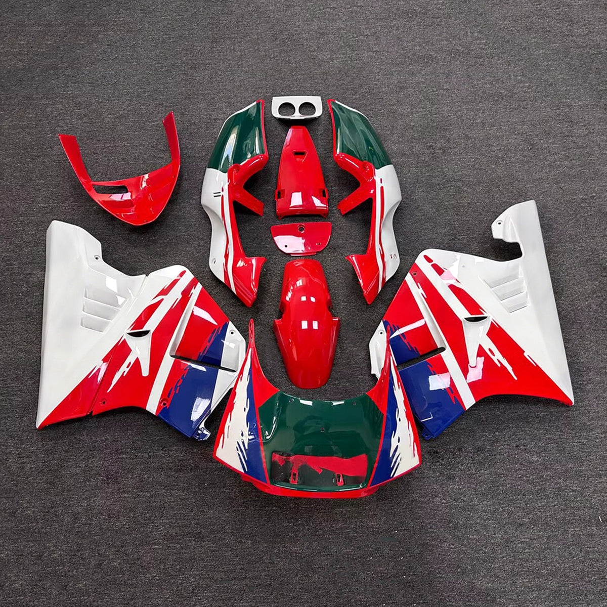 Amotopart 1990-1993 Honda NSR250 PGM-3 Rød Hvid Blå Sort Fairing Kit