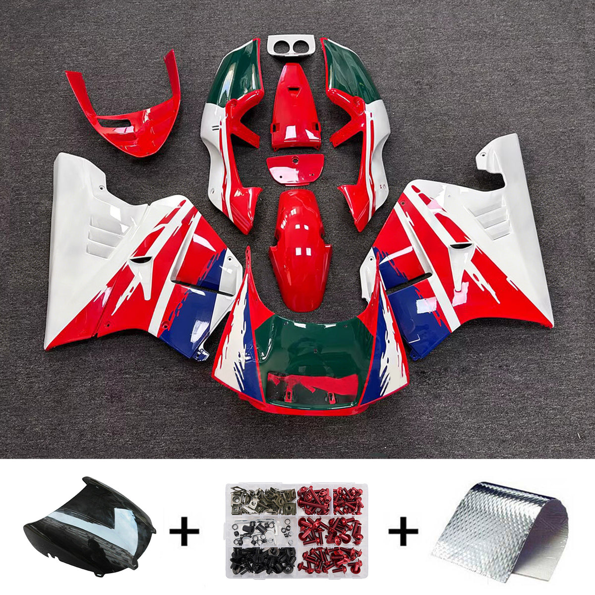 Amotopart 1990-1993 Honda NSR250 PGM-3 Rød Hvid Blå Sort Fairing Kit