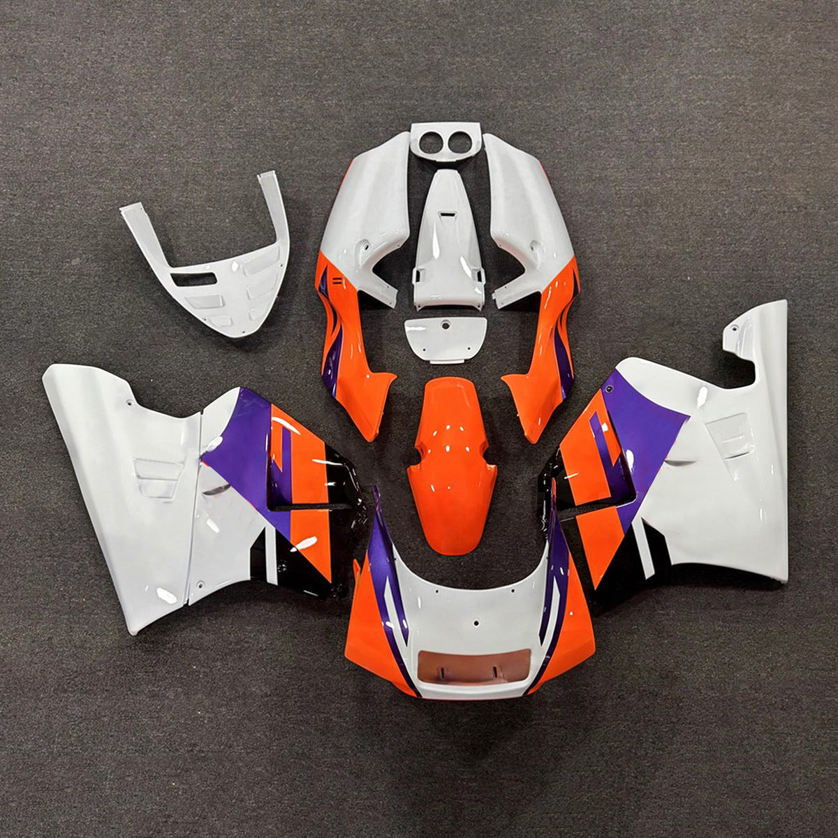Amotopart 1990–1993 Honda NSR250 PGM-3 Grau Weiß Schwarz Orange Verkleidungsset