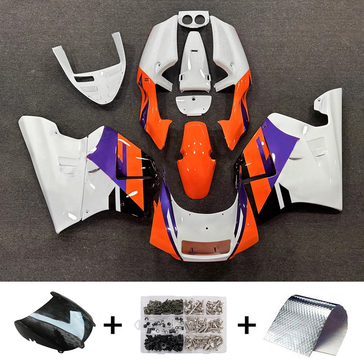 Amotopart 1990-1993 Honda NSR250 PGM-3 Gray White Black Orange Fairing Kit