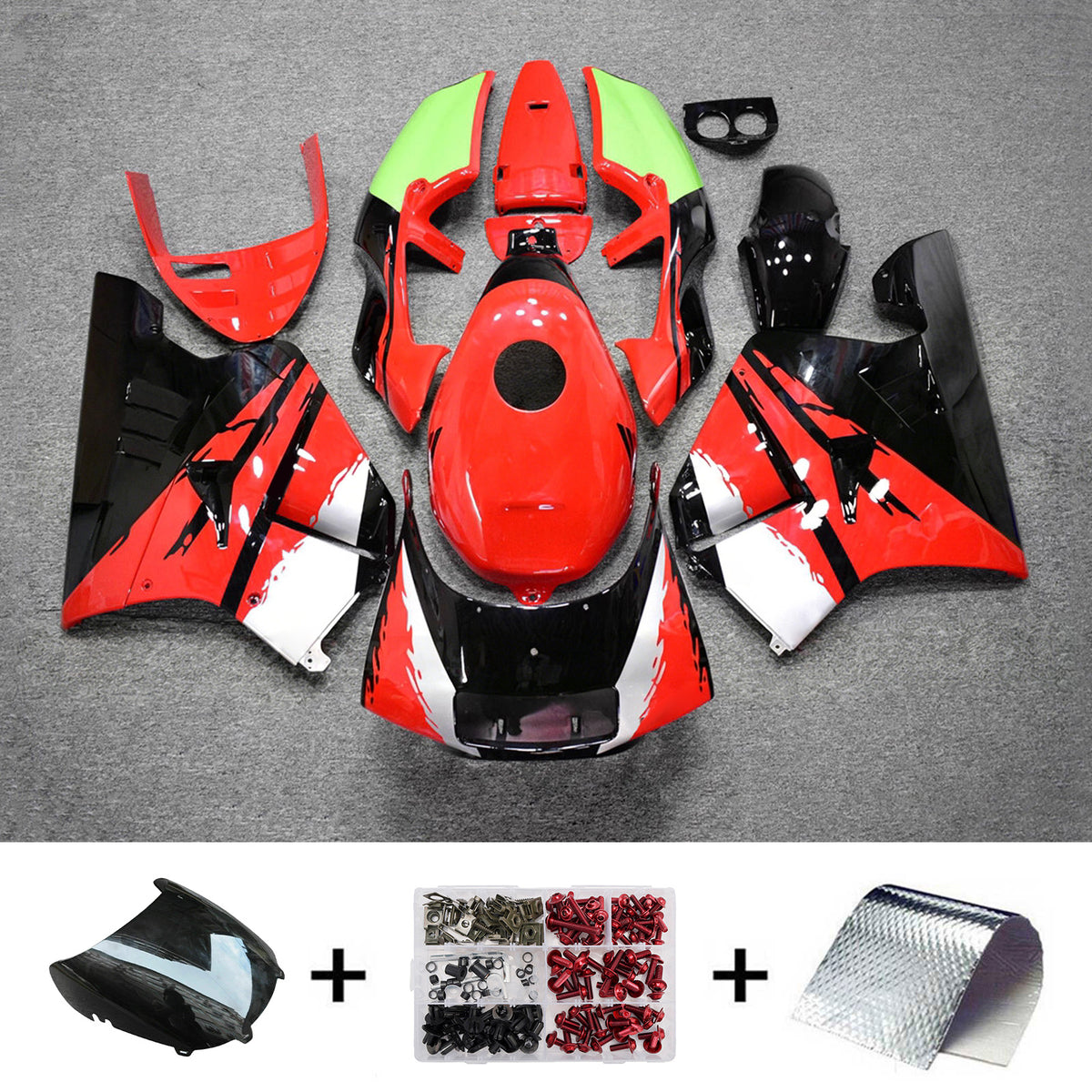 Amotopart 1990-1993 Honda NSR250 PGM-3 Black Red Fairing Kit