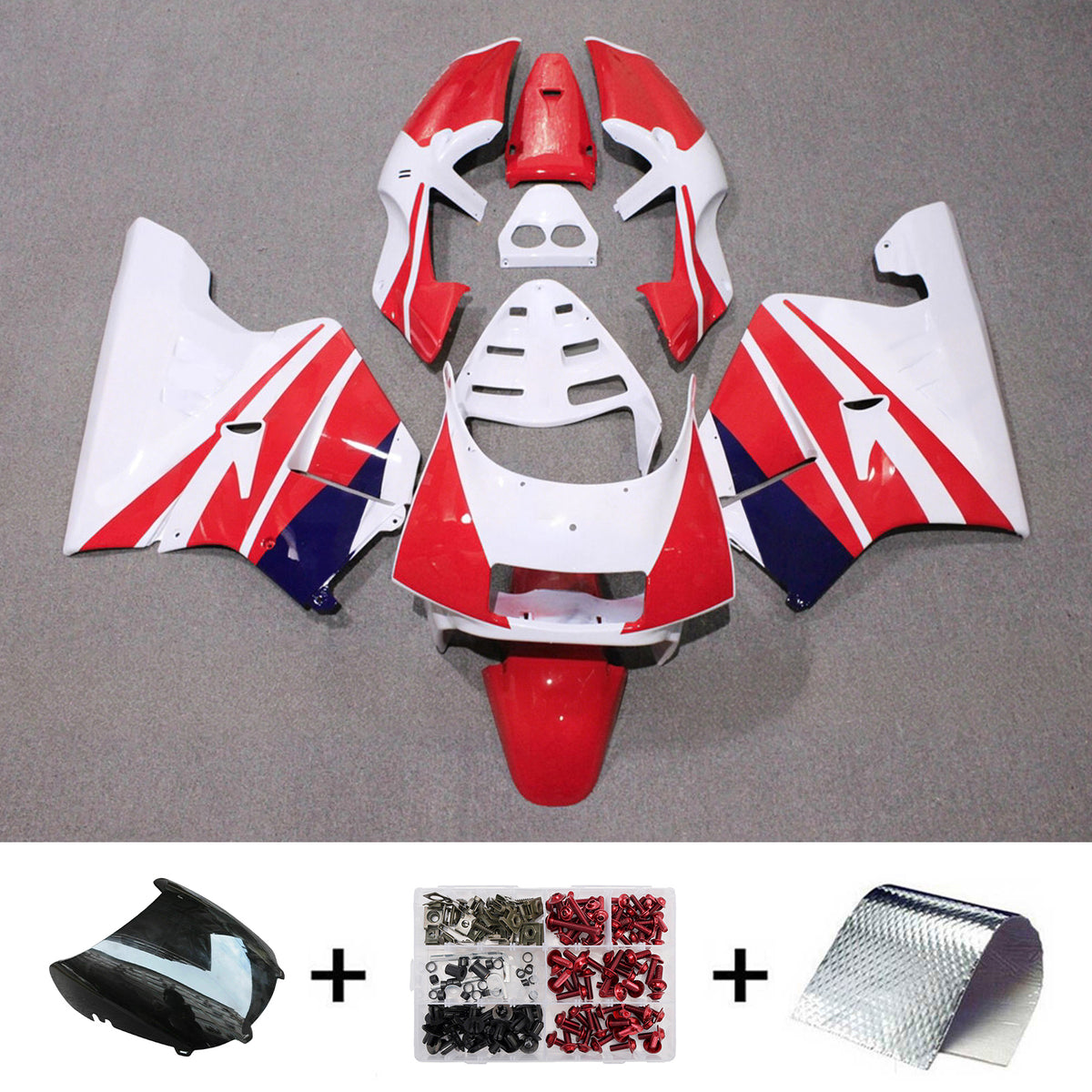 Amotopart 1990-1993 Honda NSR250 PGM-3 Red White Fairing Kit
