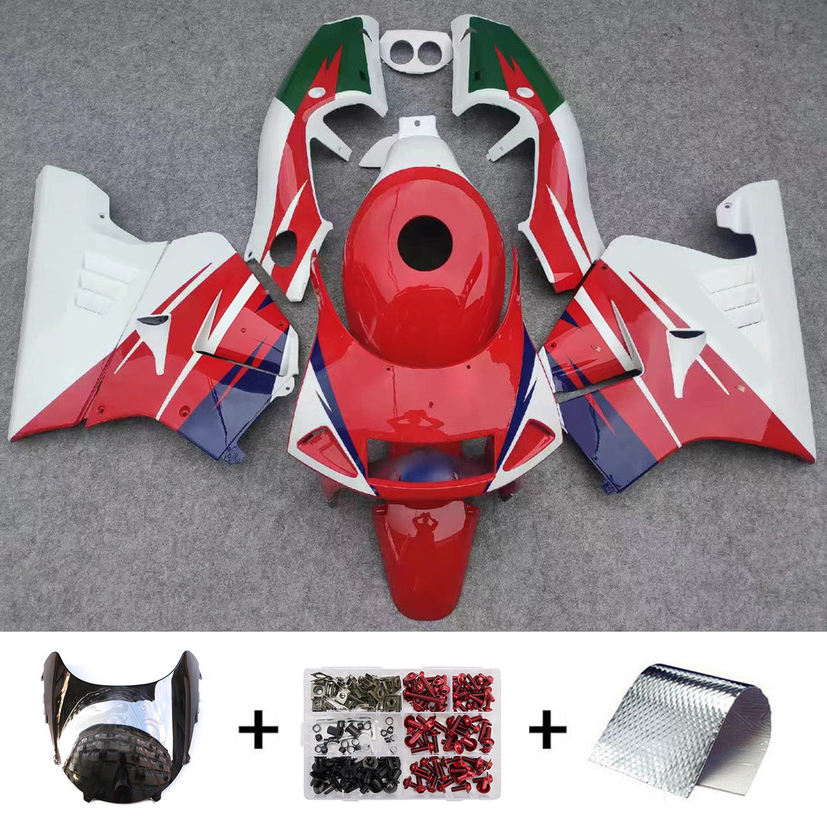 Amotopart 1994-1996 Honda NSR250 PGM-4 White Gray Red Fairing Kit