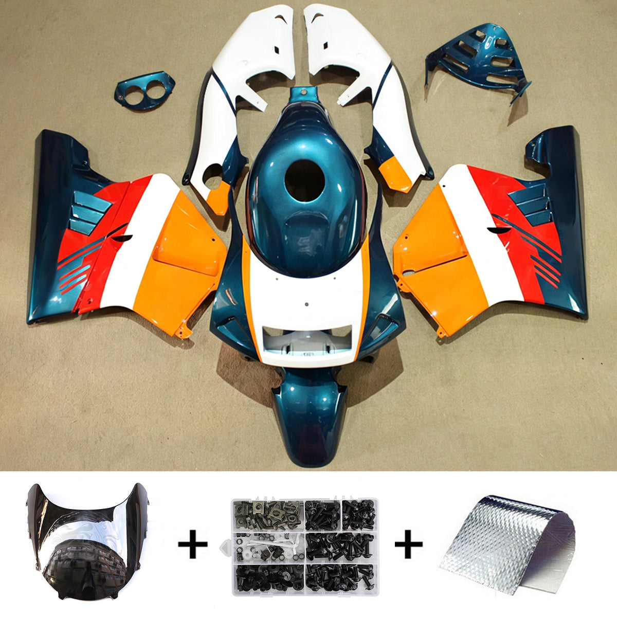 Amotopart 1994-1996 Honda NSR250 PGM-4 Bílá Modrá Černá Oranžová Sada kapotáže