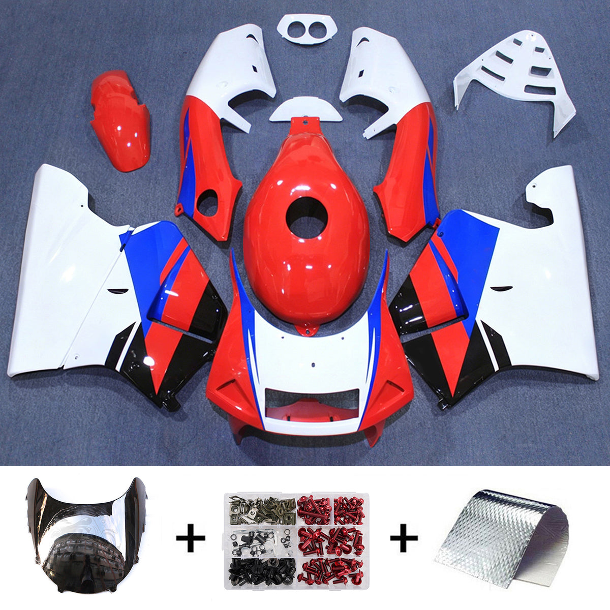 Amotopart 1994-1996 Honda NSR250 PGM-4 Red Black White Blue Fairing Kit