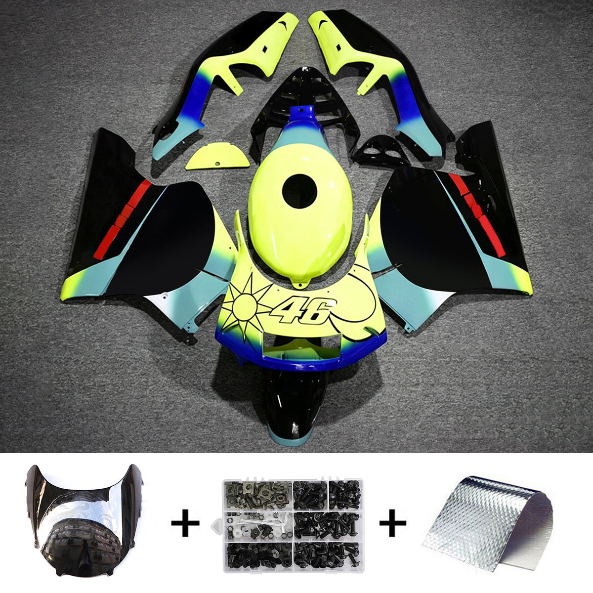 Amotopart 1994-1996 Honda NSR250 PGM-4 geel zwart blauw kuipset