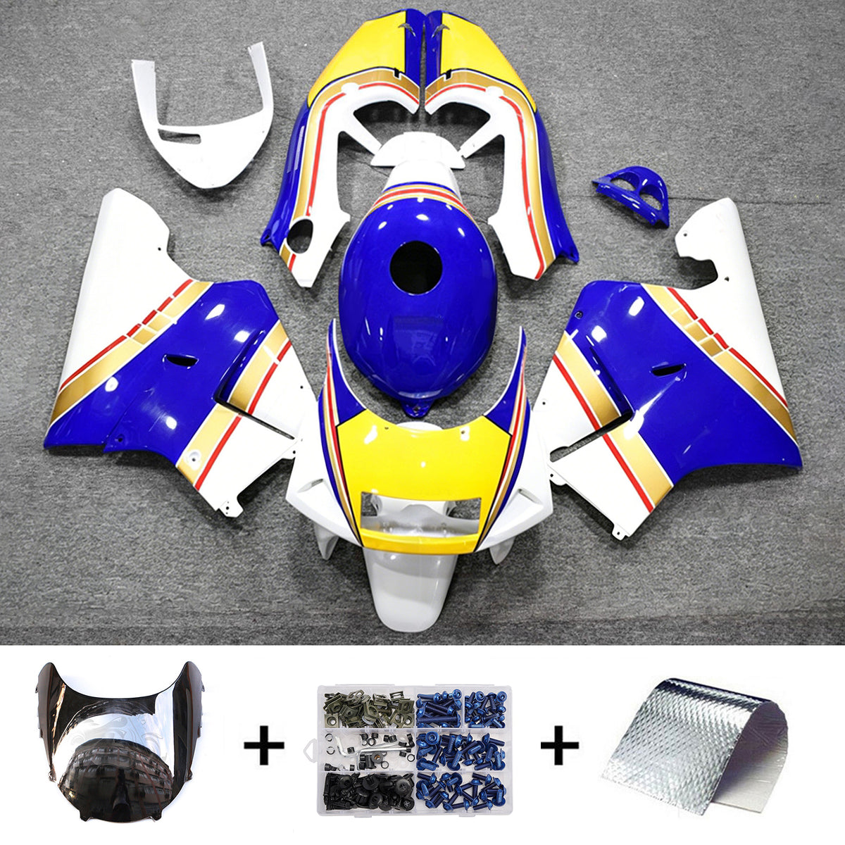 Amotopart 1994-1996 ホンダ NSR250 PGM-4 ブルー ホワイト イエロー ブラック フェアリングキット