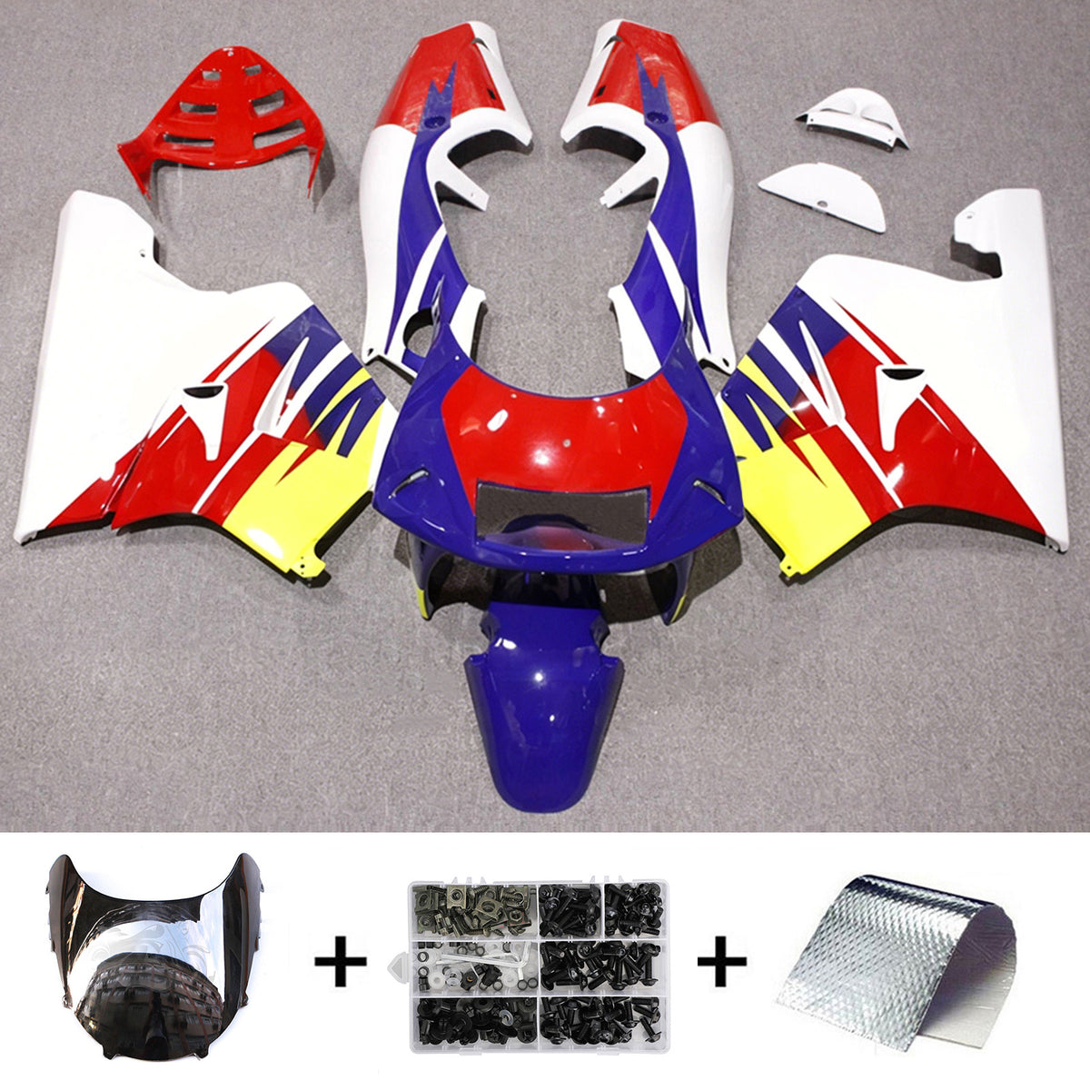 Amotopart 1994-1996 ホンダ NSR250 PGM-4 レッドホワイトブルーイエローフェアリングキット