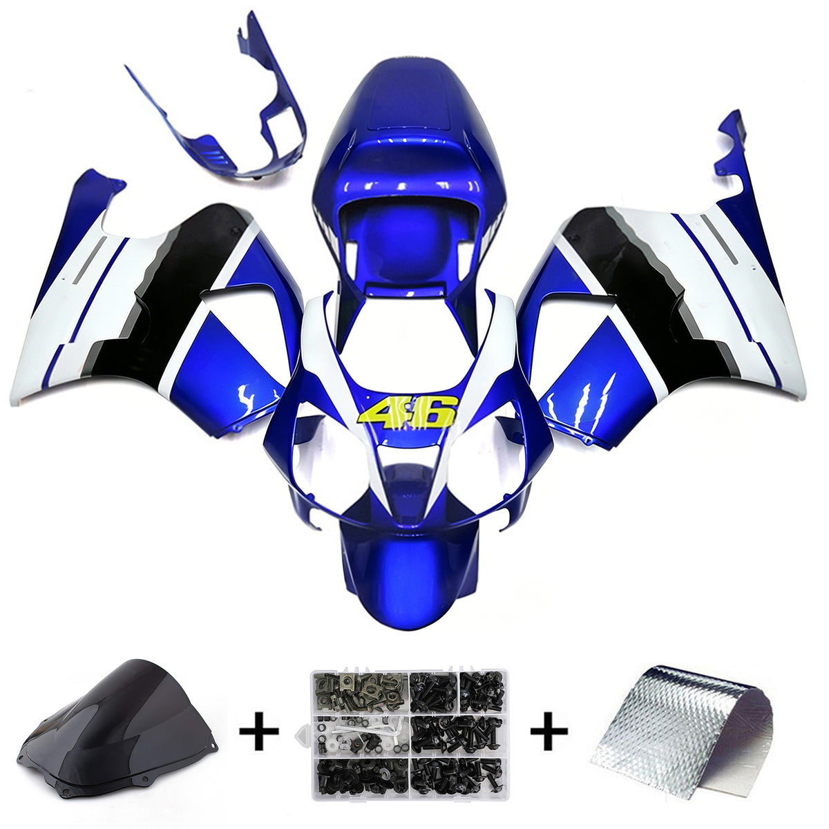 Amotopart 2000-2006 Honda VTR1000 RC51 White Blue Black Fairing Kit