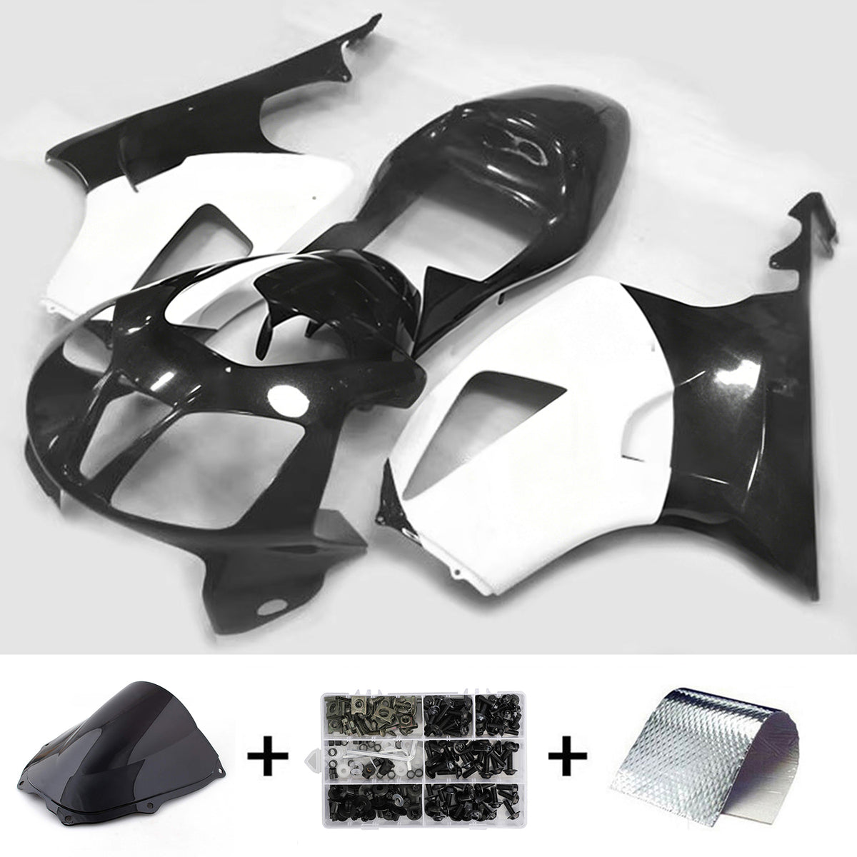 Kit de carenagem Amotopart 2000-2006 Honda VTR1000 RC51 preto cinza