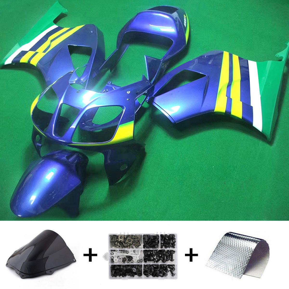 Amotopart 2000-2006 Honda VTR1000 RC51 Green Black Blue Yellow Fairing Kit