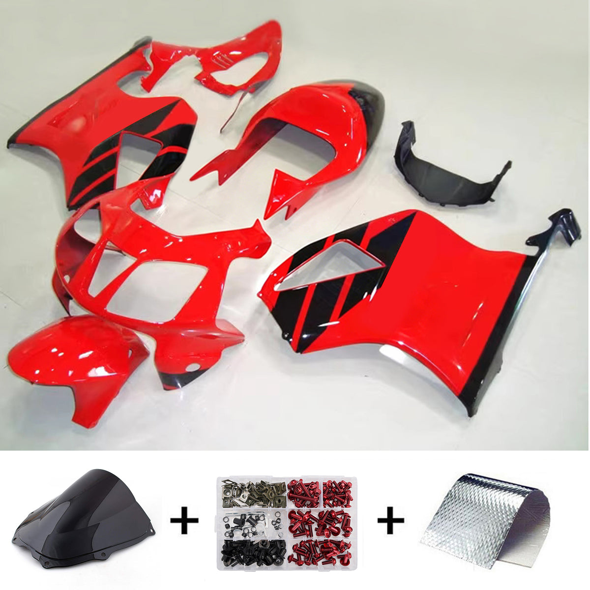 Amotopart 2000-2006 Honda VTR1000 RC51 Kit de carénage noir rouge