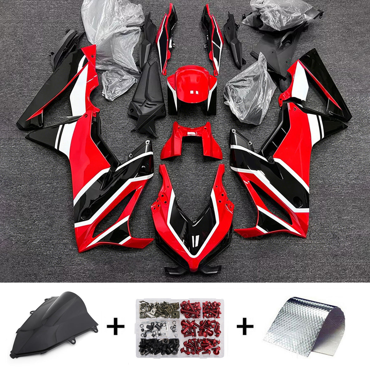 Kit de carénage Amotopart 2019-2020 Honda CBR650R rouge noir