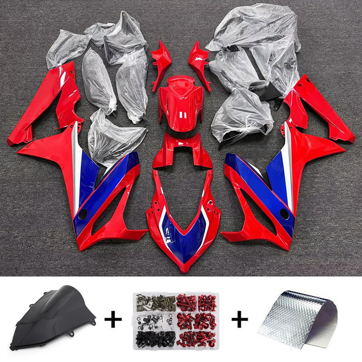 Amotopart 2019-2020 Honda CBR650R Rød Blå Sort Fairing Kit