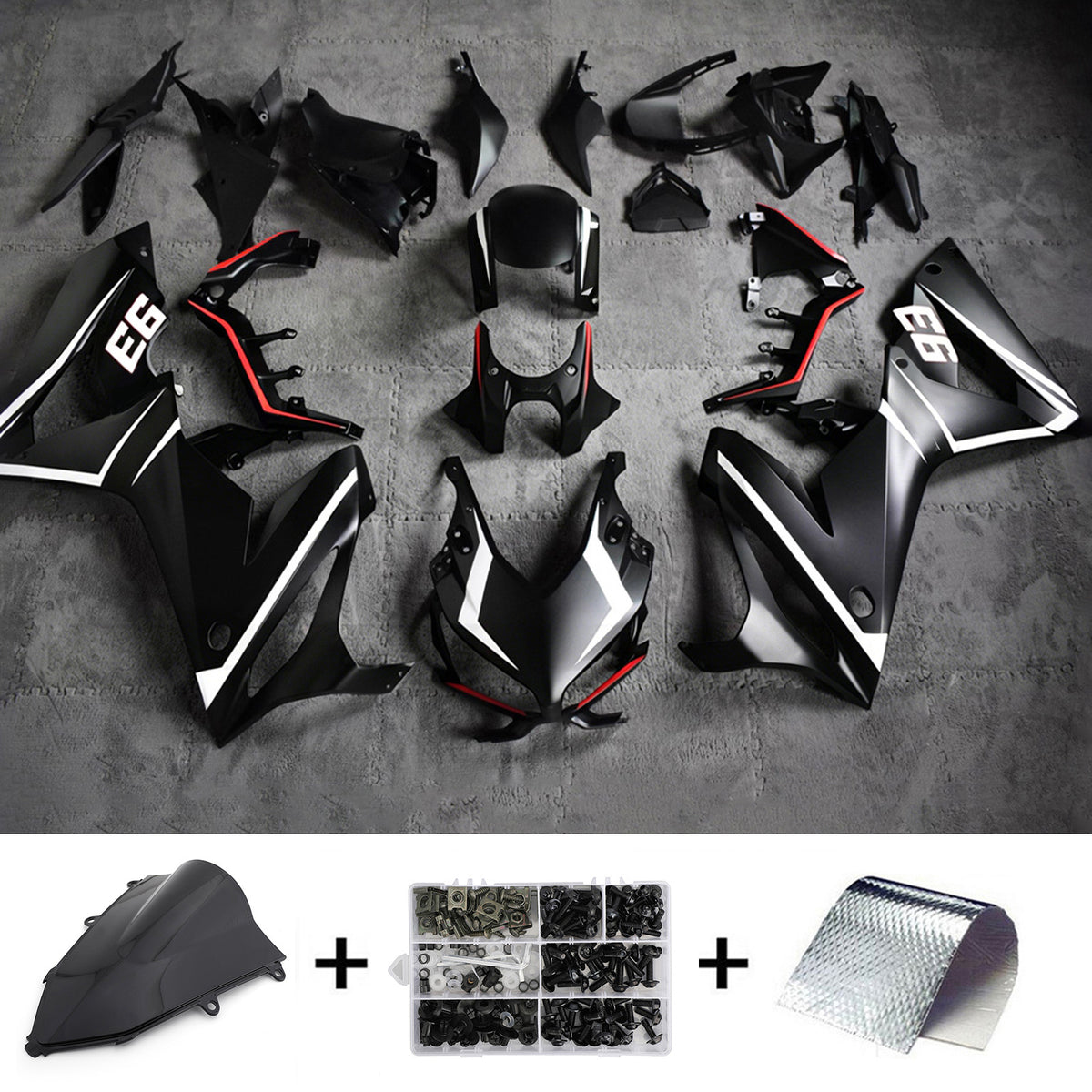 Amotopart 2019-2020 Honda CBR650R Gray Black White Fairing Kit