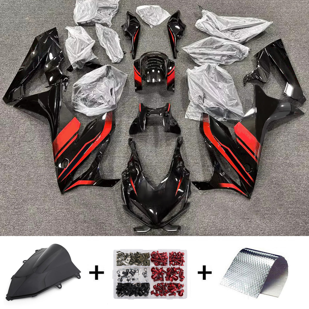 Amotopart 2019-2020 Honda CBR650R Kit de carenado negro rojo
