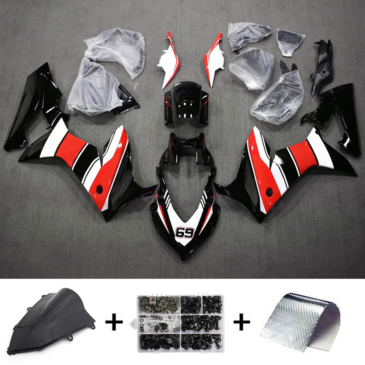 Amotopart 2019-2020 Honda CBR650R Rød Hvid Sort Fairing Kit